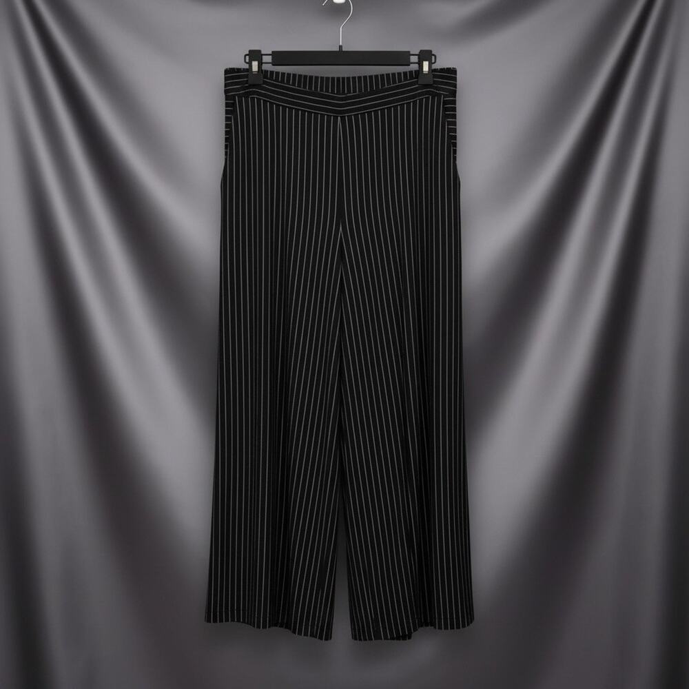 Women’s Black & White Pinstripe Wide-Leg Cropped Pants, Regular
